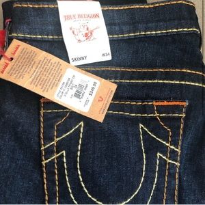 Women’s Dark Blue “Stella Skinny Big-T” Stretch True Religion Jeans